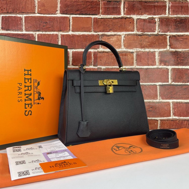 HERMES KELLY EPSON 28 CM SİYAH ALTİN